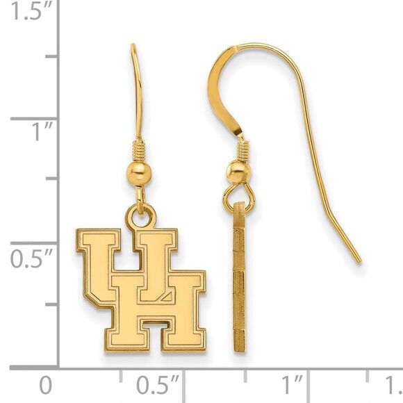 14k Gold Plated Silver University of Houston Dangle Earrings - Picture 2 of 3
